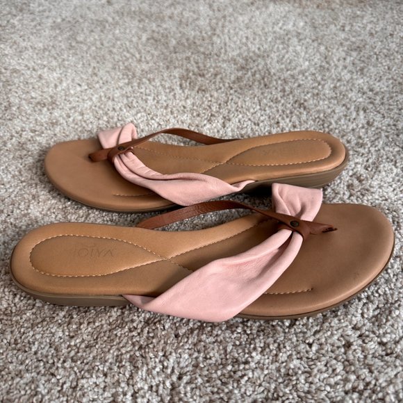 Blush Pink / Brown Thong Sandal - Picture 4 of 7